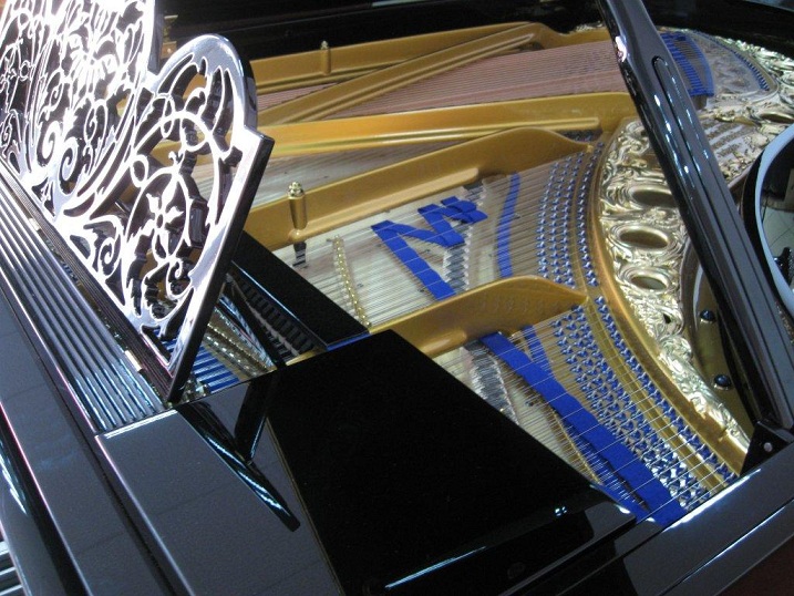 Bluthner grand music desk and soundboard.